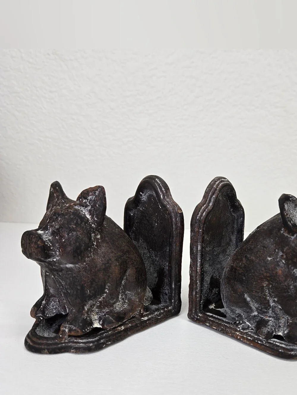 VTG Cast Iron‎ Pig Bookends Set 2 Heavy Rustic Farmhouse Country Decor Black